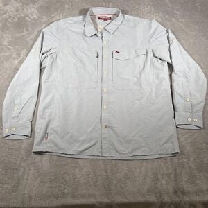 Simms Shirt Mens XL Gray Fishing Long Sleeve Button Up Mesh Lined Vented